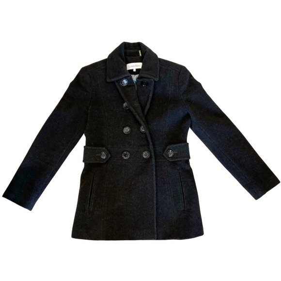 Vintage Calvin Klein Wool Blend Pea Coat Size 4 - Picture 4 of 9